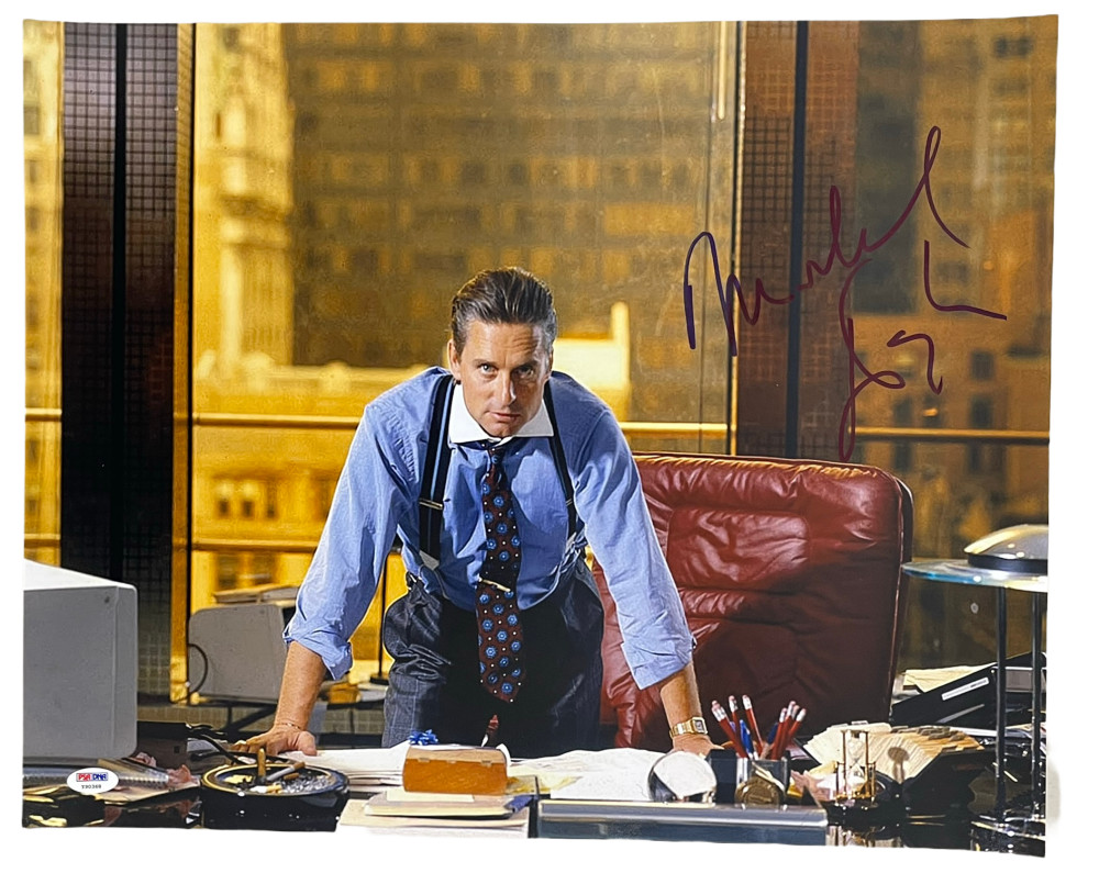 MICHAEL DOUGLAS SIGNED 16X20 PHOTO WALL STREET AUTHENTIC AUTOGRAPH PSA DNA COA 2 COLLECTIBLE MEMORABILIA