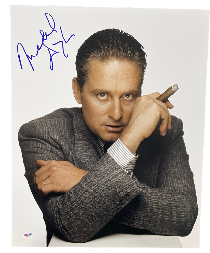 MICHAEL DOUGLAS SIGNED 16X20 PHOTO WALL STREET AUTHENTIC AUTOGRAPH PSA DNA COA 3 COLLECTIBLE MEMORABILIA