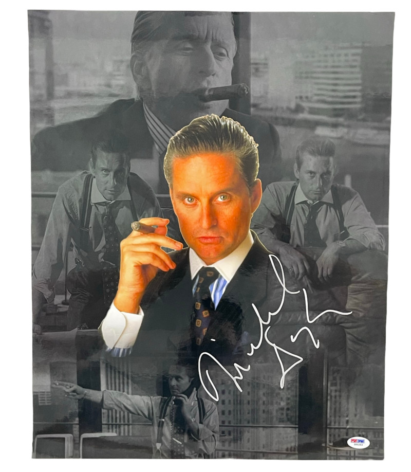MICHAEL DOUGLAS SIGNED 16X20 PHOTO WALL STREET AUTHENTIC AUTOGRAPH PSA DNA COA 8