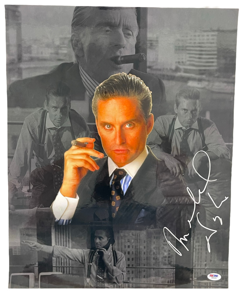 MICHAEL DOUGLAS SIGNED 16X20 PHOTO WALL STREET AUTHENTIC AUTOGRAPH PSA DNA 10 COLLECTIBLE MEMORABILIA