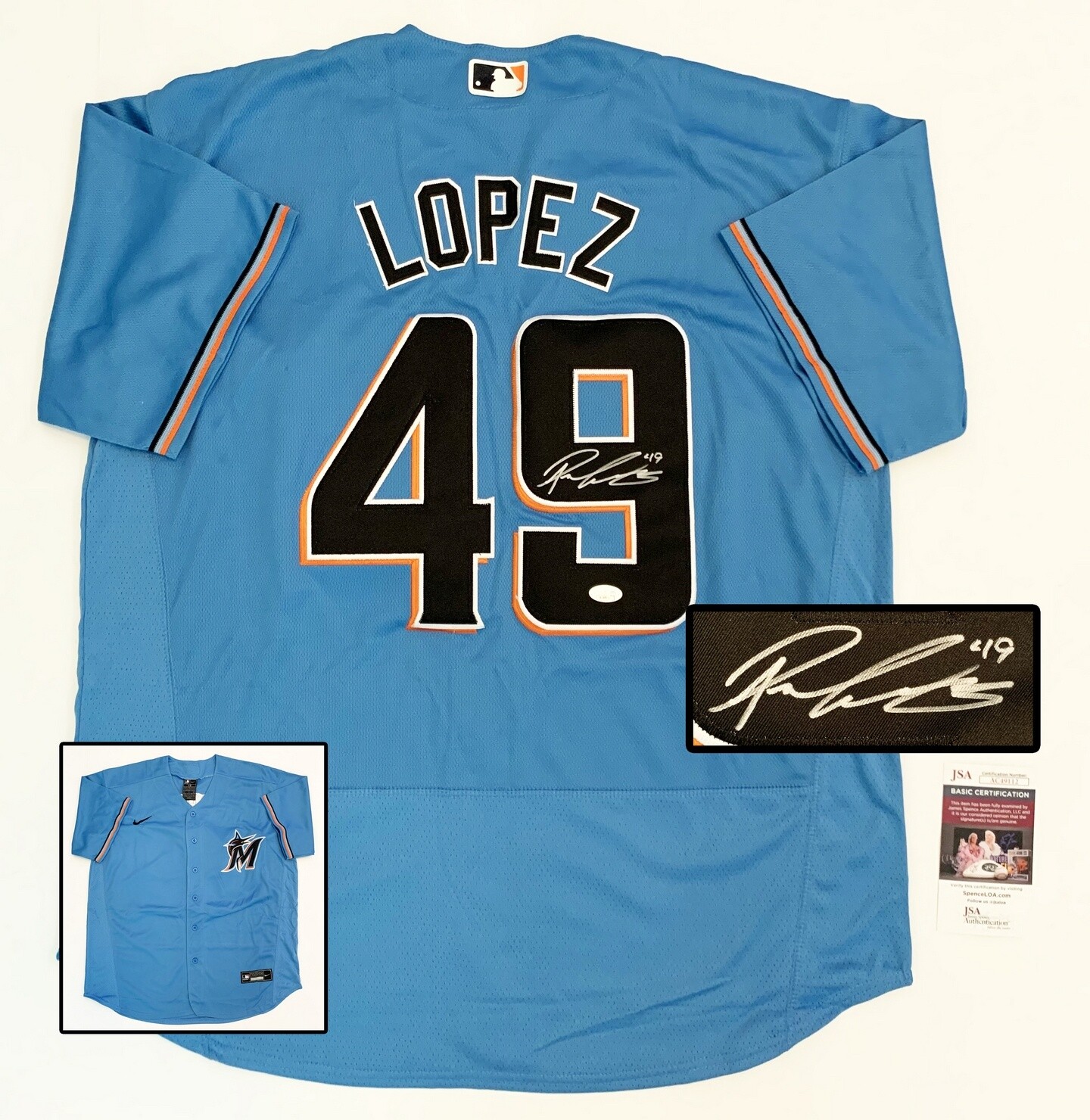 Miami Marlins Pablo Lopez Signed Jersey JSA COA