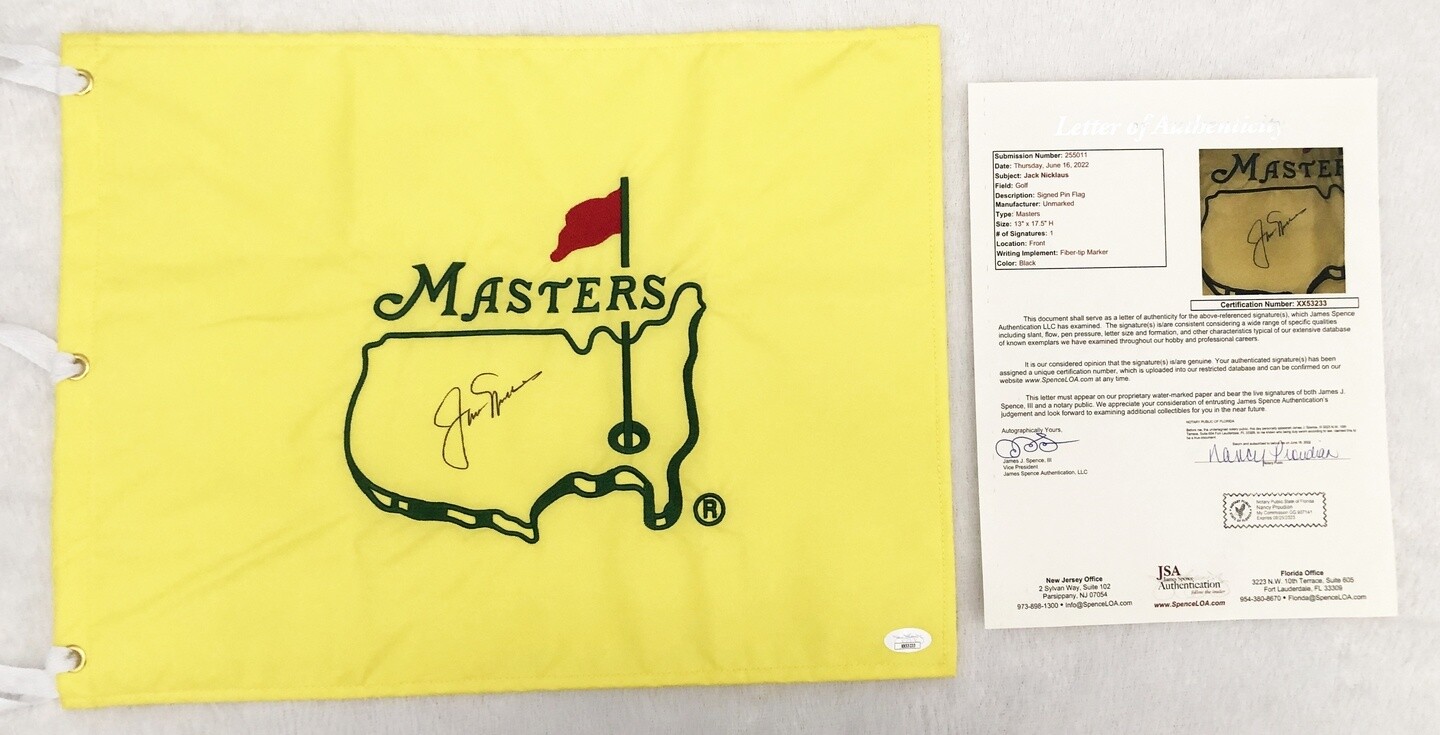 Jack Nicklaus Signed Masters Flag 1 JSA COA