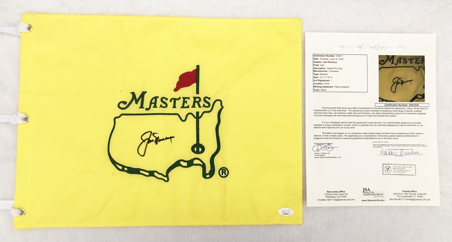 Jack Nicklaus Signed Masters Flag JSA COA