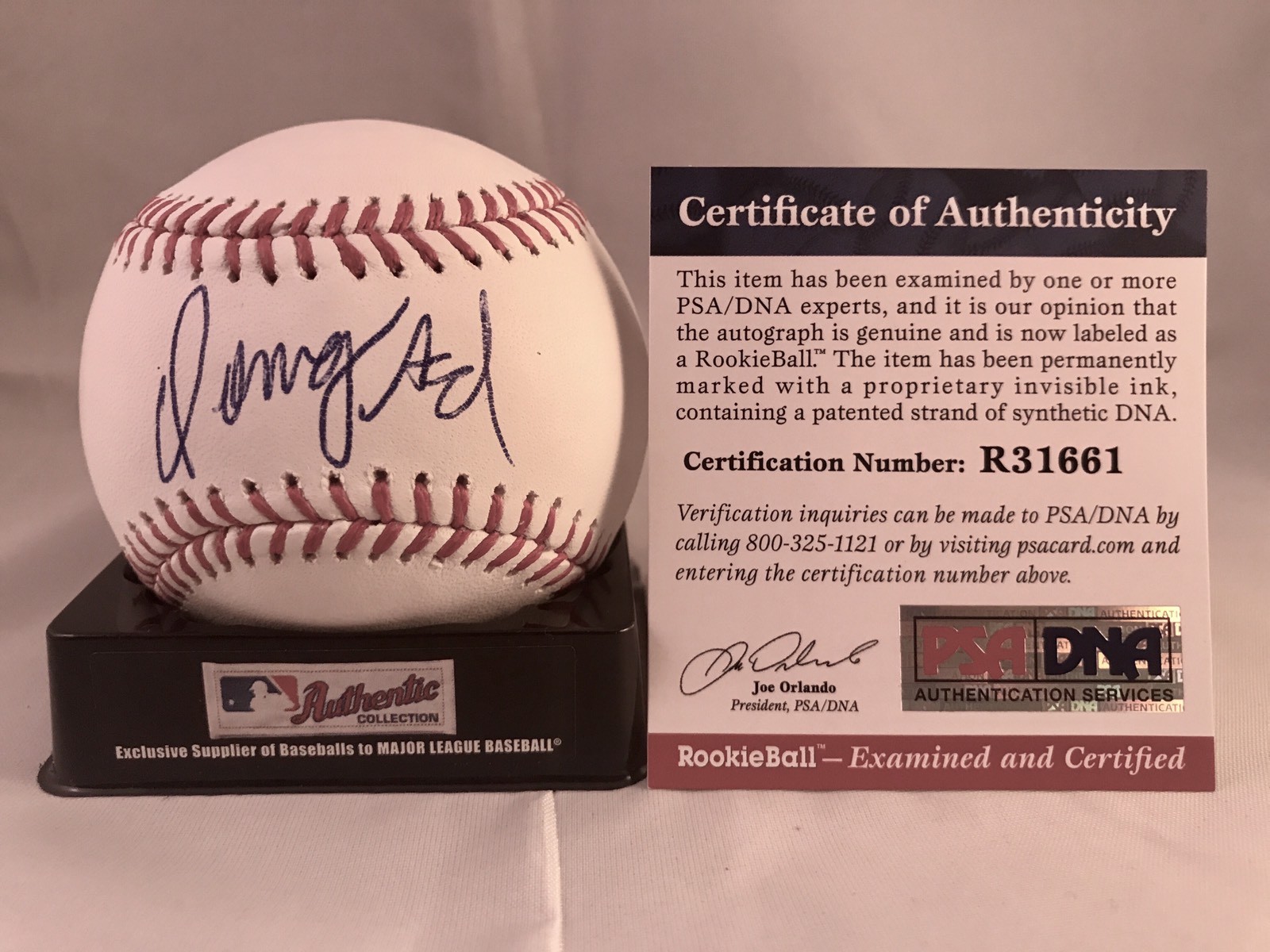 DOMINGO ACEVEDO HAND SIGNED OMLB BASEBALL OAKLAND A’s PSA DNA CERT