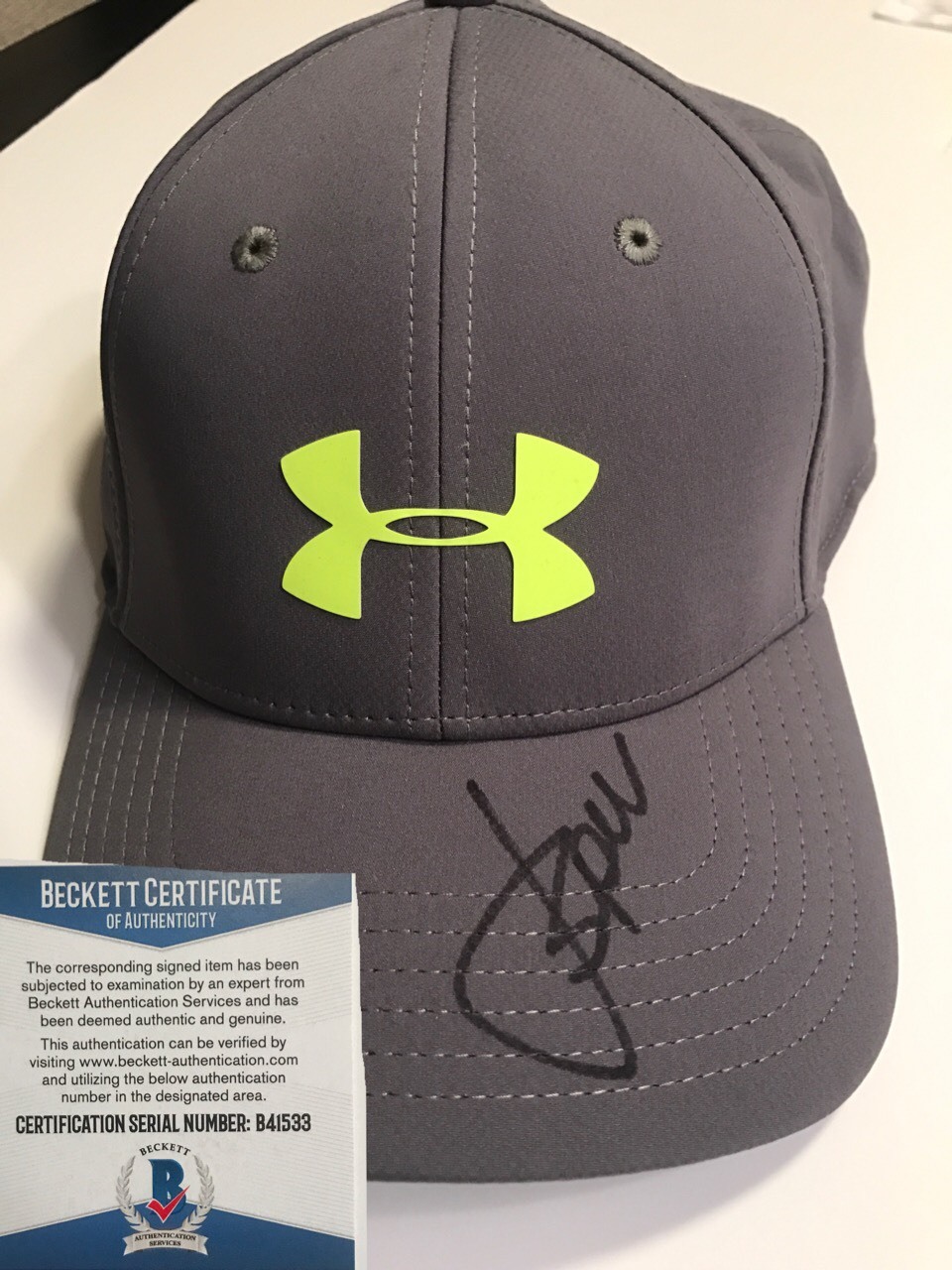 JORDAN SPIETH HAND SIGNED UNDER ARMOR GOLF HAT BECKETT AUTHENTICATION PGA