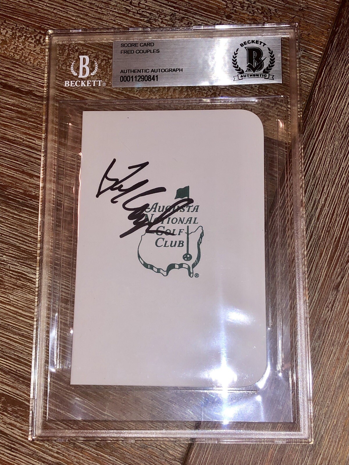 Fred Couples Hand Signed Masters Scorecard Slabbed PGA Golf Beckett BAS #1