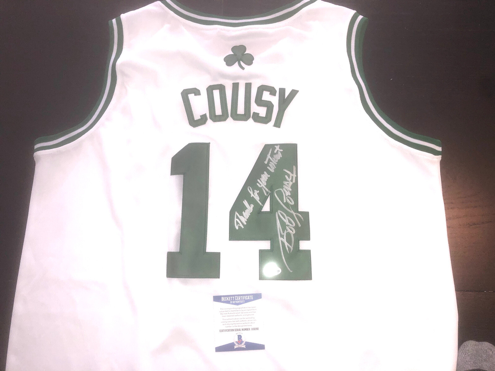 Bob Cousy Hand Signed Boston Celtics Jersey Champs HOF MVP BAS Beckett Cert