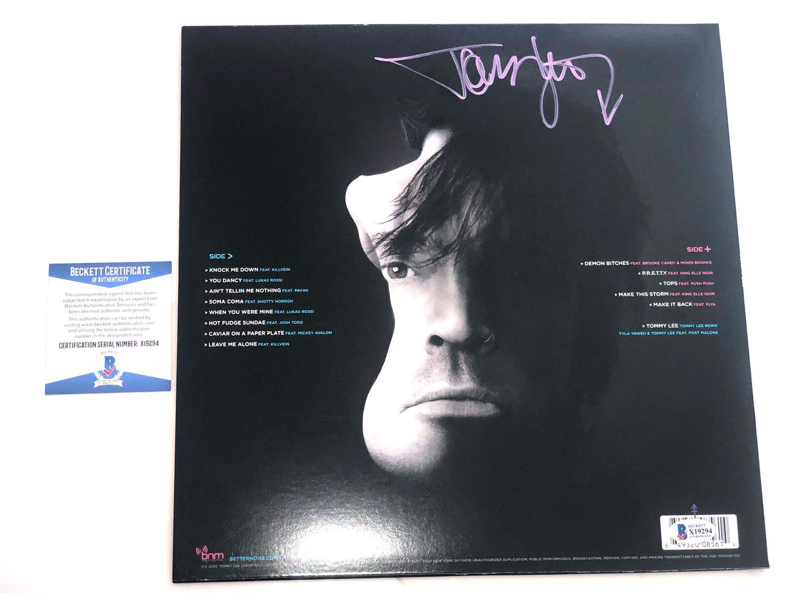 Tommy Lee of Motley Crue Hand signed Andro vinyl LP record Beckett BAS CERT