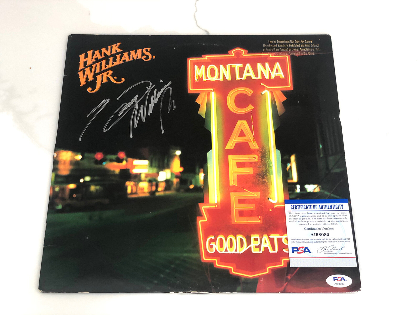 Hank Williams Jr Hand Signed Montana Cafe Vinyl Country PSA DNA Cert #12