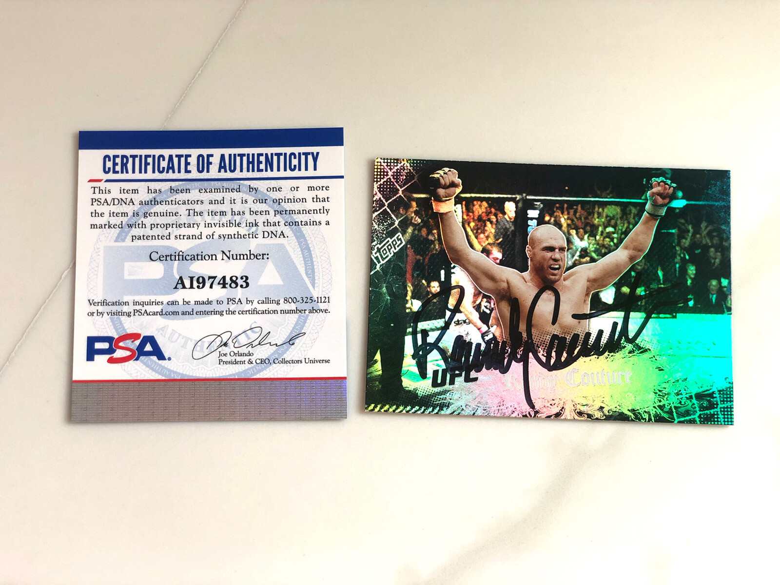 Randy Couture Hand Signed UFC Topps Trading Card PSA/DNA CERT