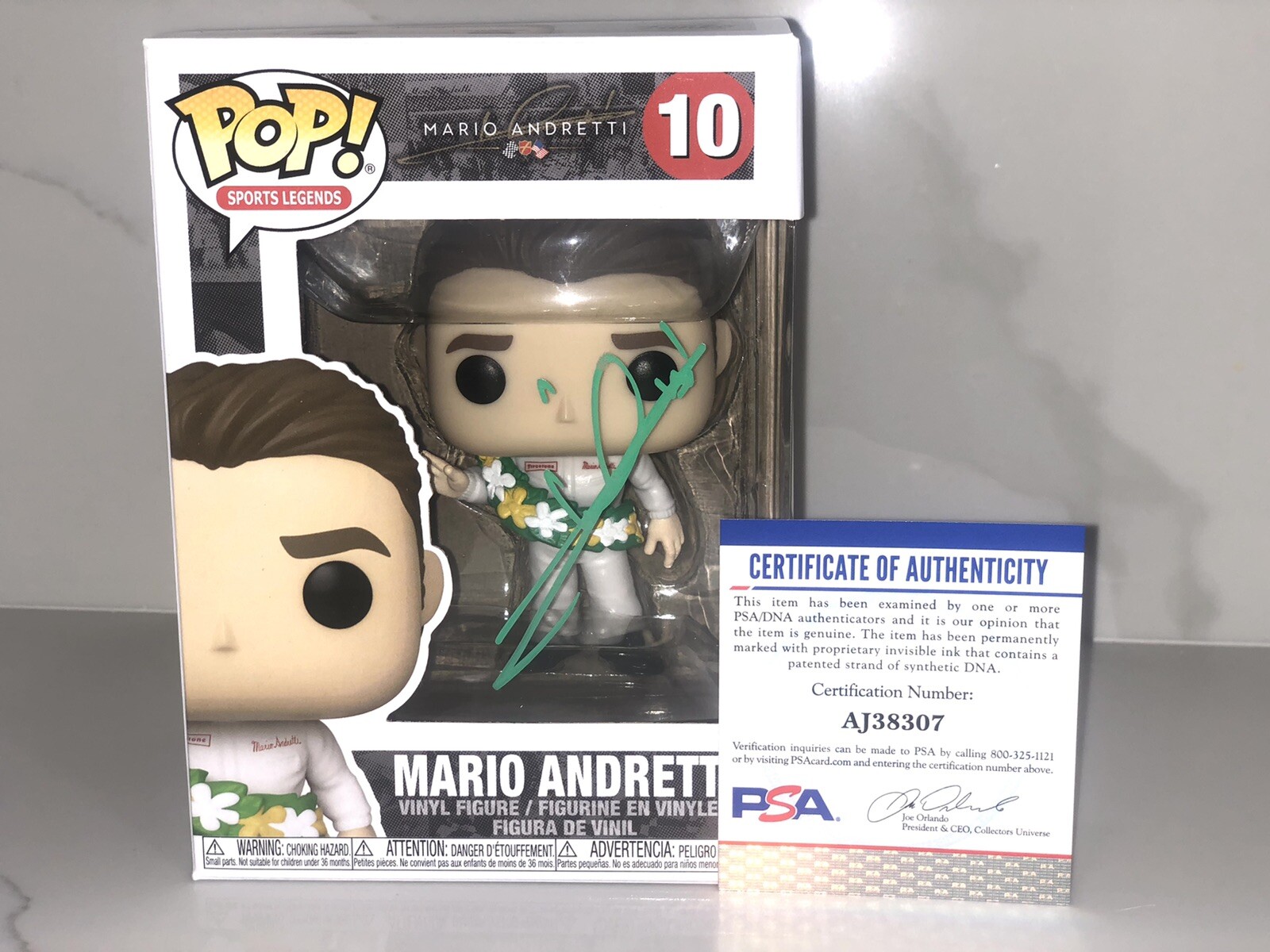 Mario Andretti Hand Signed Sports Legends Funko Pop Icon Car Racing PSA/DNA #1