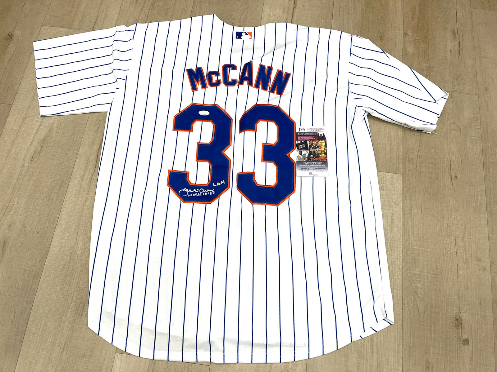 James Mccann hand signed New York Mets Jersey JSA CERT
