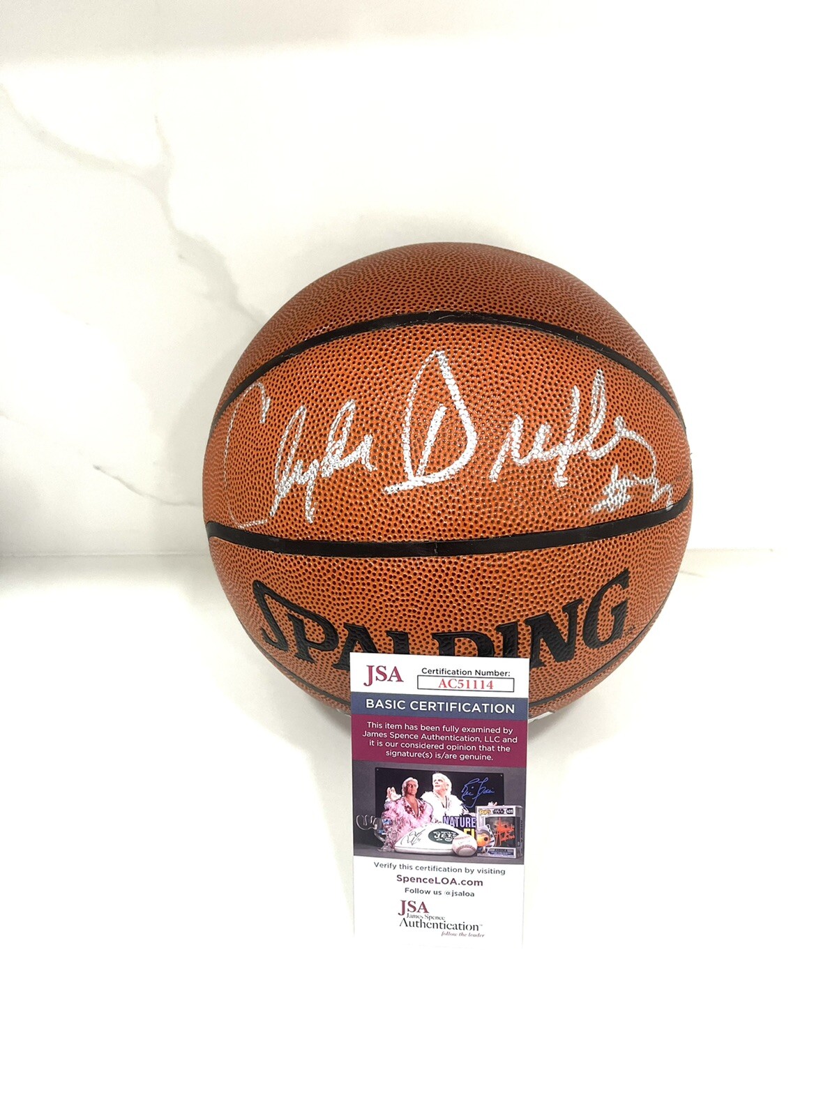 Clyde Drexler Signed Full Size NBA Basketball AUTO AUTOGRAPH Blazers JSA Cert
