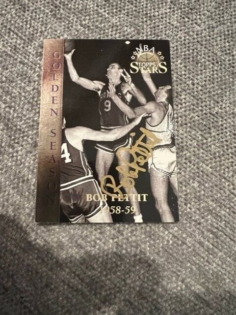 BOB PETTIT AUTHENTIC SIGNED AUTOGRAPHED 1996 TOPPS STARS CARDS