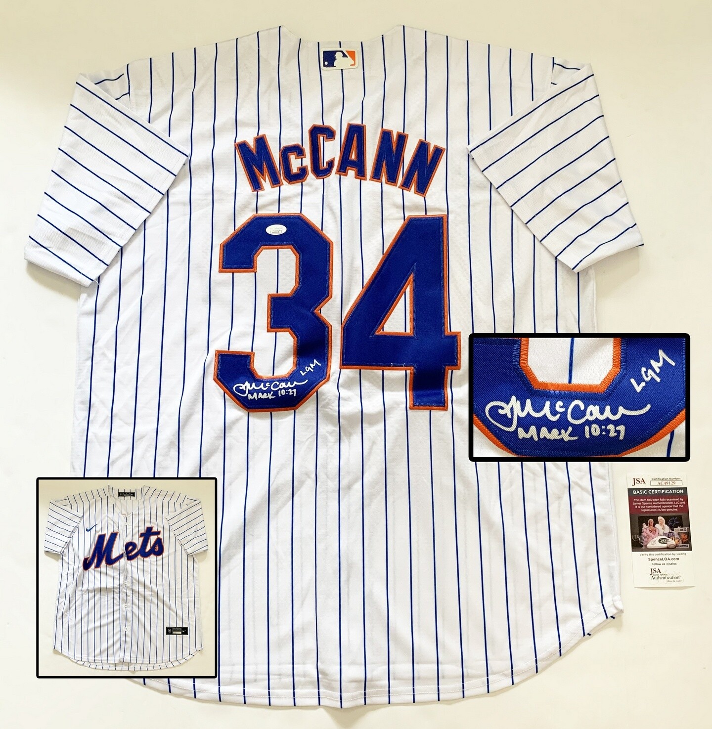 New York Mets James McCann Signed Jersey JSA COA