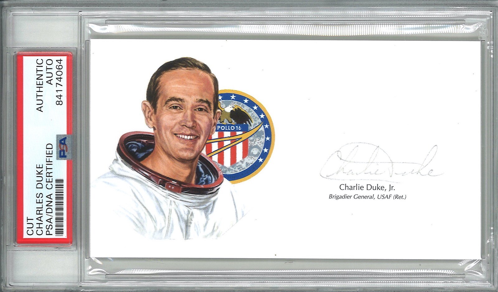 CHARLIE DUKE SIGNED CUT SIGNATURE PSA DNA 84174064 APOLLO 16 MOONWALKER