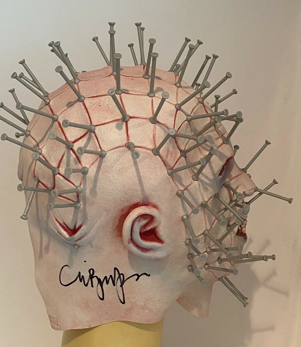CLIVE BARKER SIGNED AUTOGRAPHED HELLRAISER PINHEAD MASK HORROR BECKETT BAS COA COLLECTIBLE MEMORABILIA