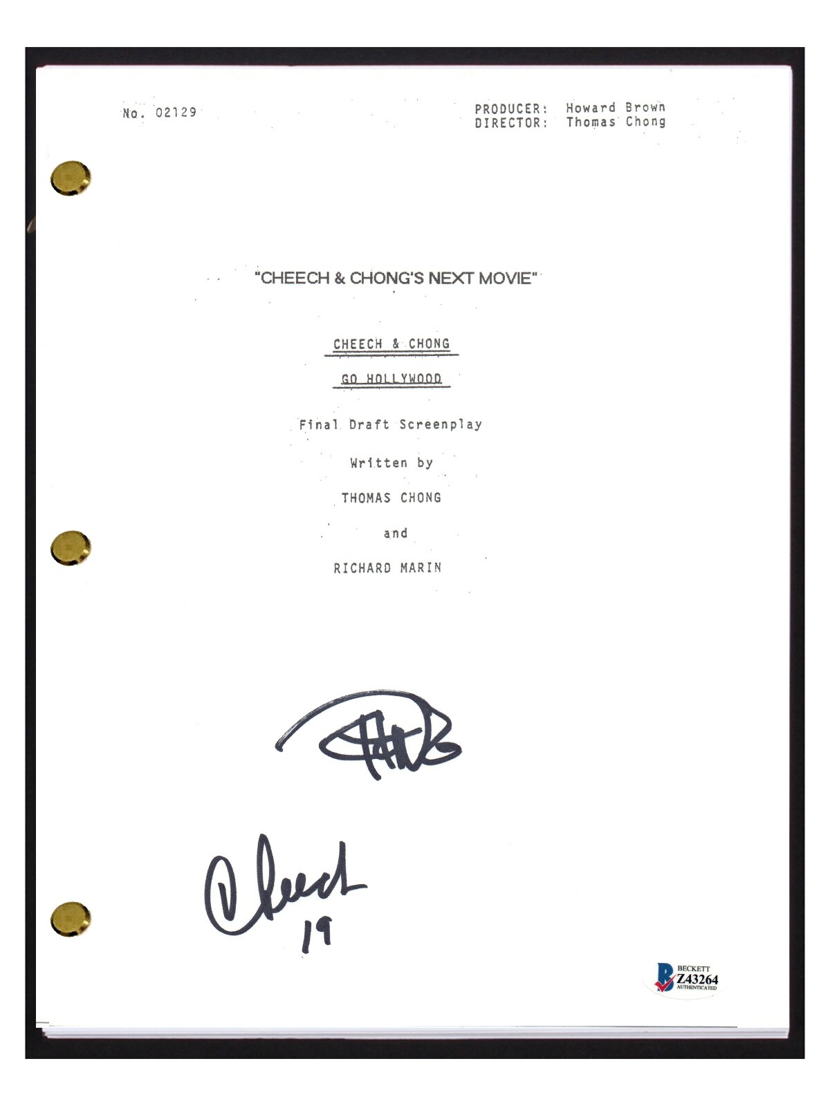 Cheech Martin Tommy Chong Signed Cheech & Chong's Next Movie Script Beckett COA