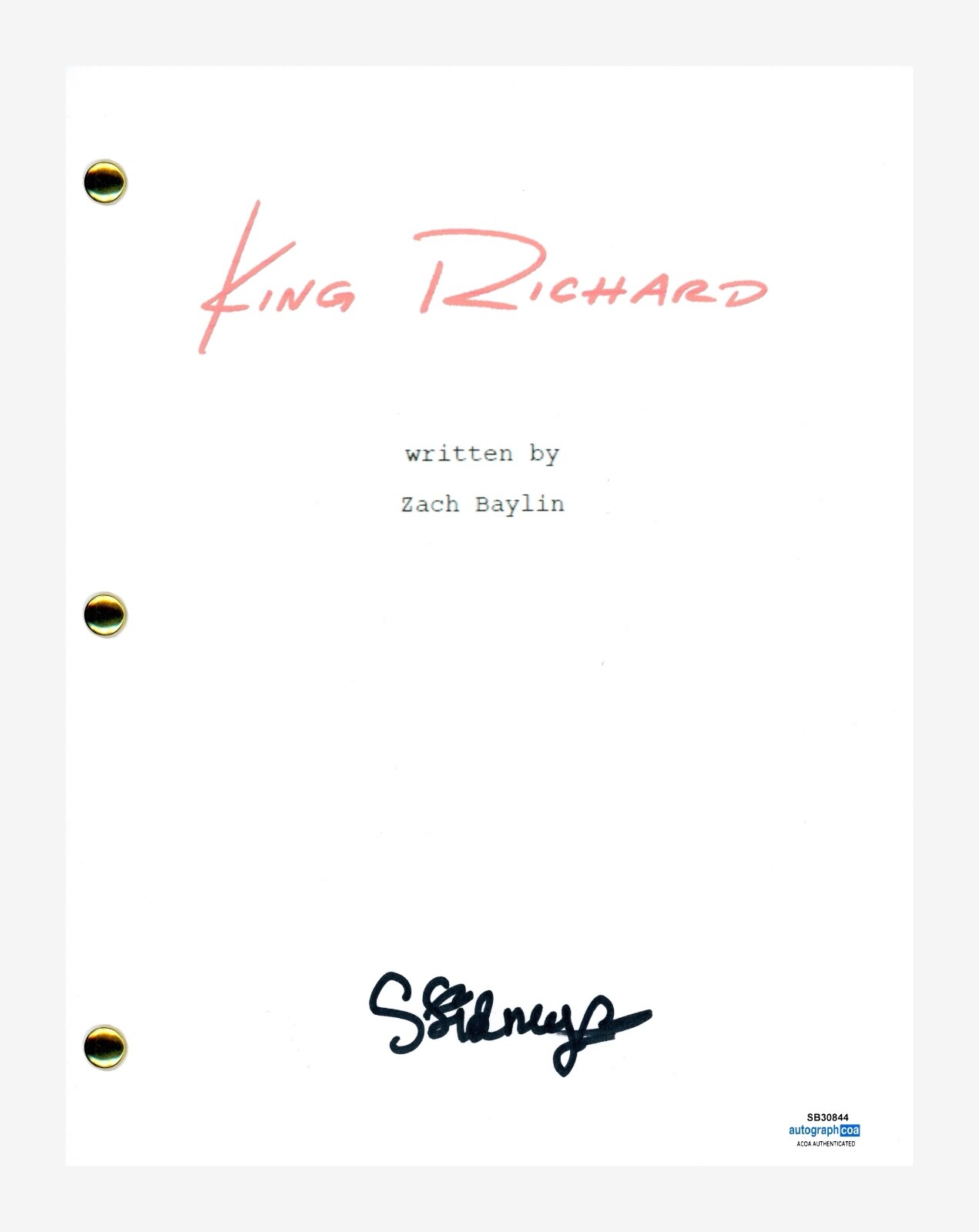 Saniyya Sidney Signed Autographed King Richard Movie Script Screenplay ACOA COA