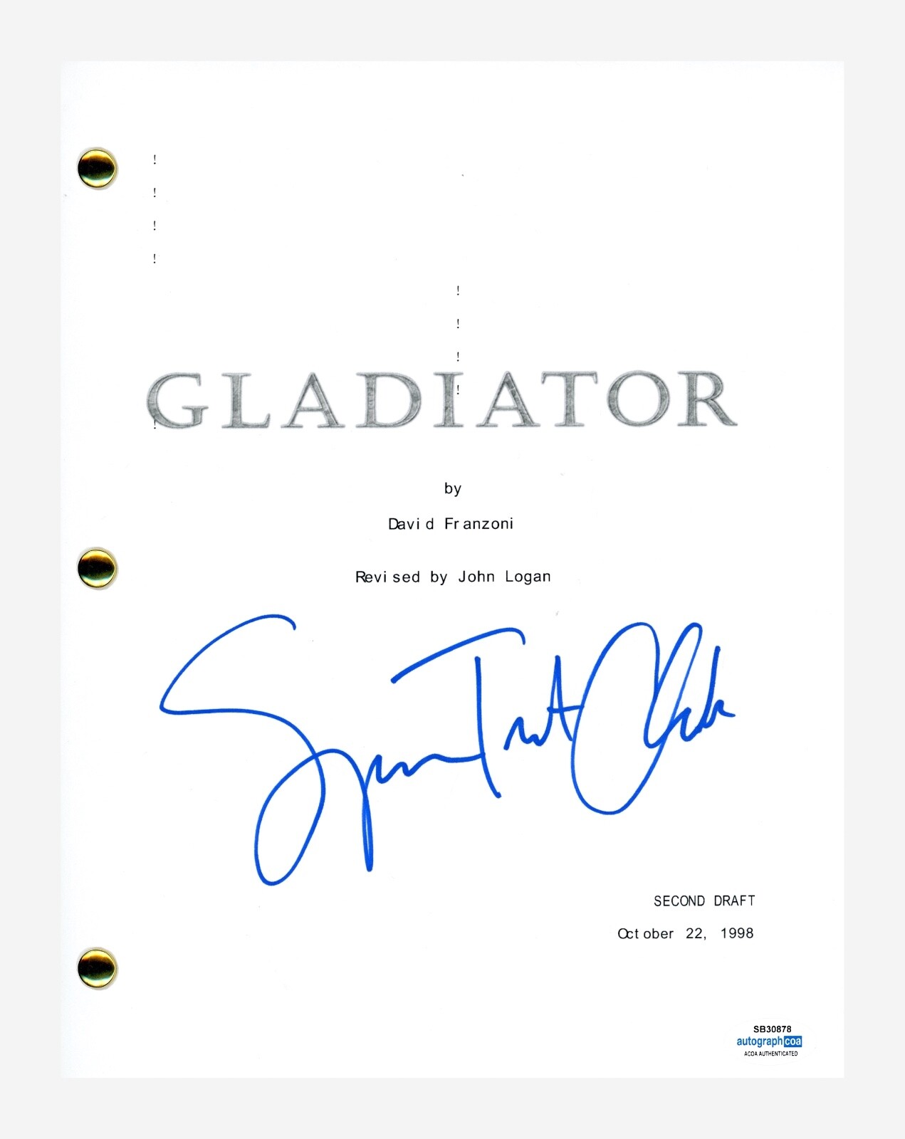 Spencer Treat Clark Signed Autograph Gladiator Movie Script Screenplay ACOA COA