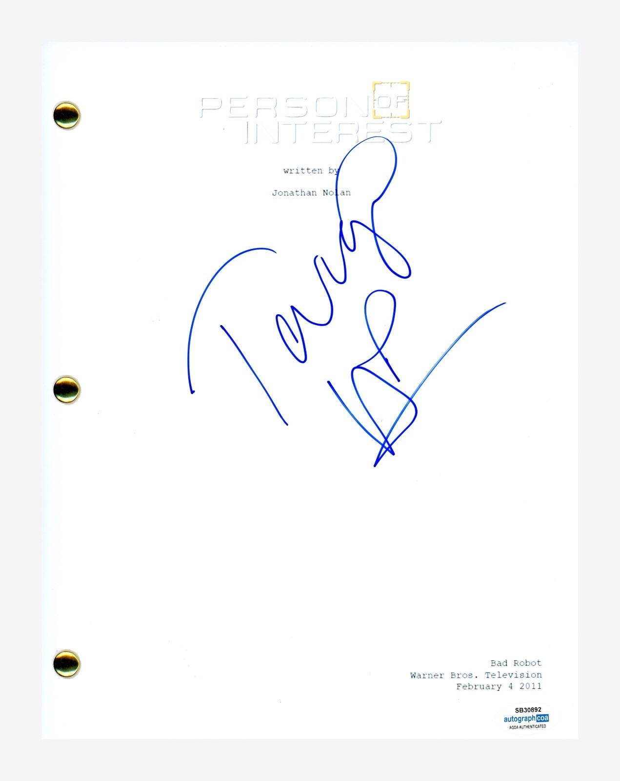 TARAJI P. HENSON SIGNED AUTOGRAPHED PERSON OF INTEREST PILOT SCRIPT ACOA COA COLLECTIBLE MEMORABILIA