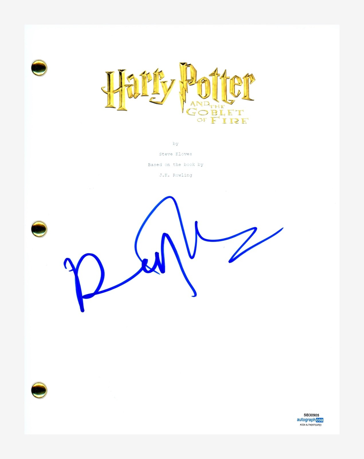 Ralph Fiennes Signed Harry Potter and The Goblet of Fire Movie Script ACOA COA