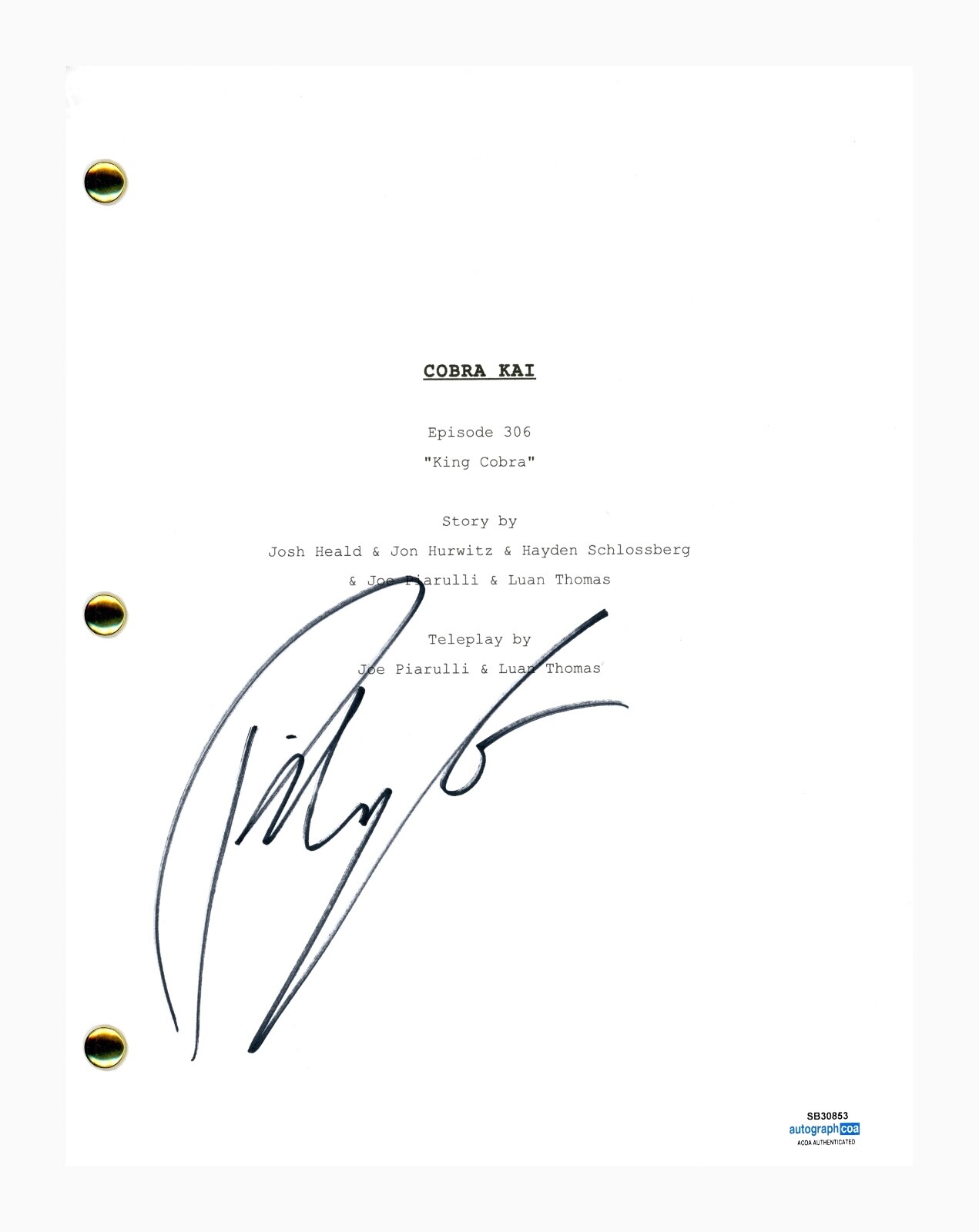 Peyton List Signed Autographed Cobra Kai King Cobra Episode 306 Script ACOA COA