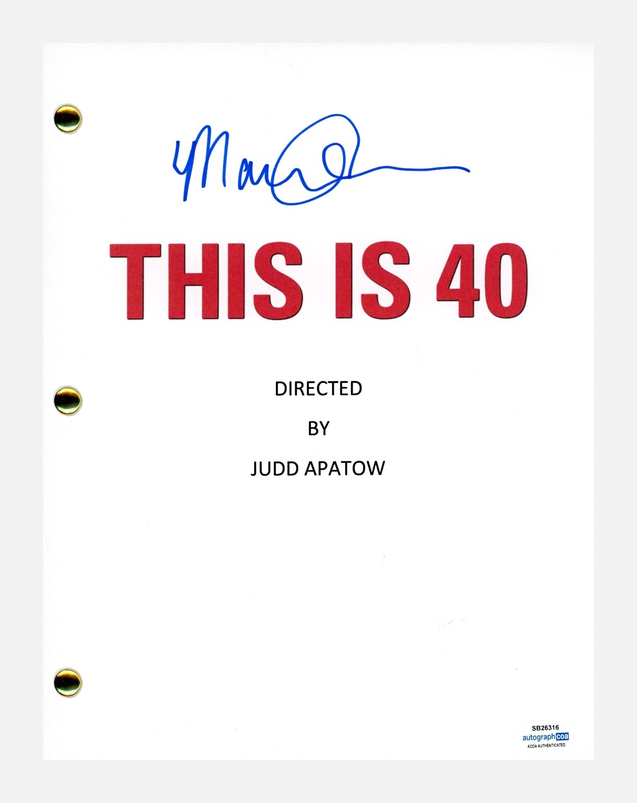 Maude Apatow Signed Autographed This Is 40 Movie Script Full Screenplay ACOA COA