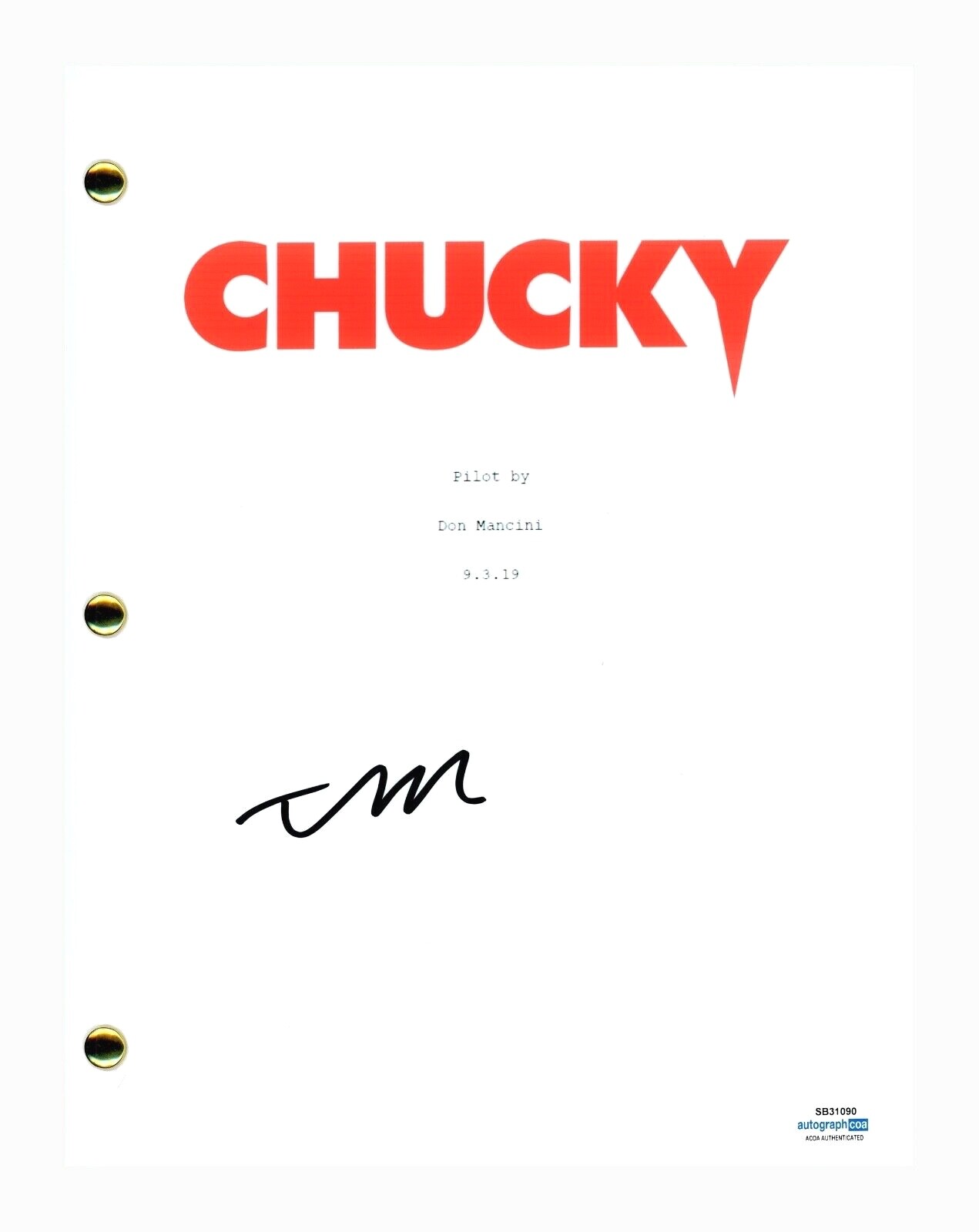 TEO BRIONES SIGNED AUTOGRAPHED CHUCKY PILOT SCRIPT SCREENPLAY HORROR ACOA COA COLLECTIBLE MEMORABILIA