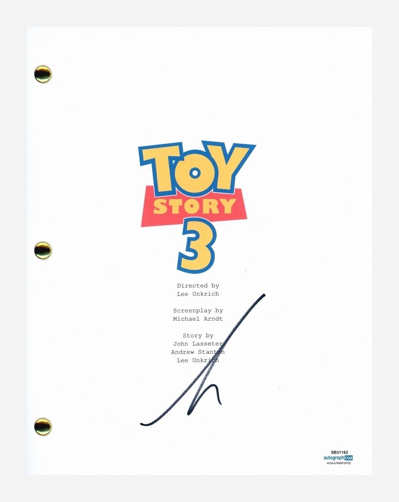 TIM ALLEN SIGNED AUTOGRAPHED TOY STORY 3 MOVIE SCRIPT FULL SCREENPLAY ACOA COA COLLECTIBLE MEMORABILIA