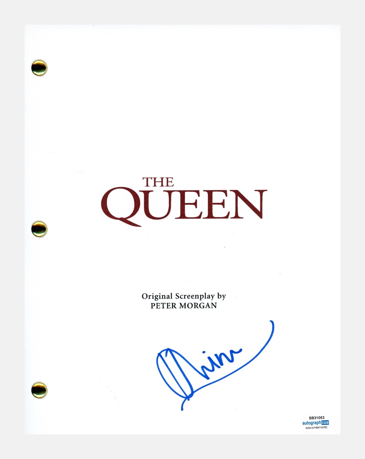 Helen Mirren Signed Autographed The Queen Movie Script Screenplay ACOA COA
