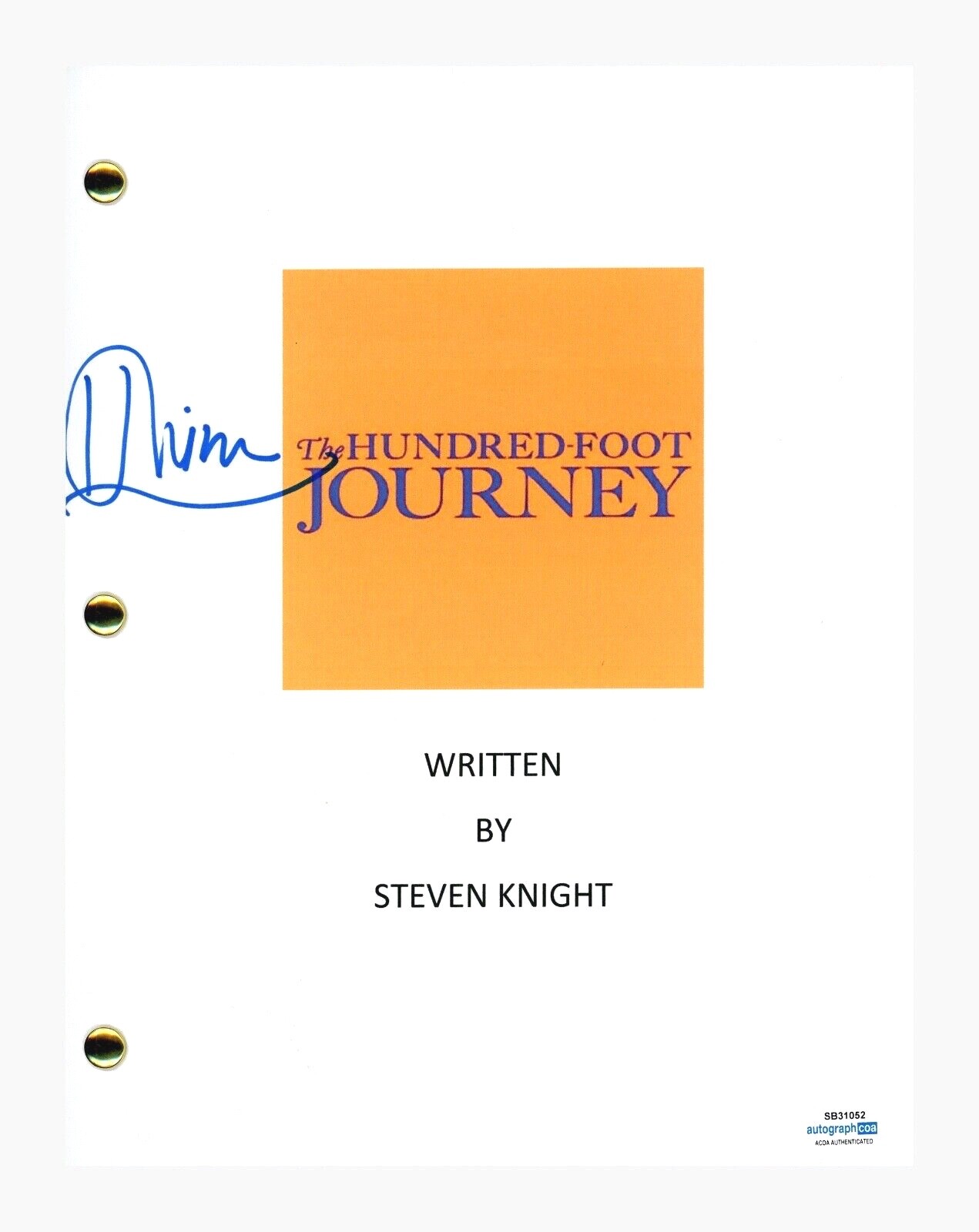 Helen Mirren Signed Autographed The Hundred-Foot Journey Movie Script ACOA COA