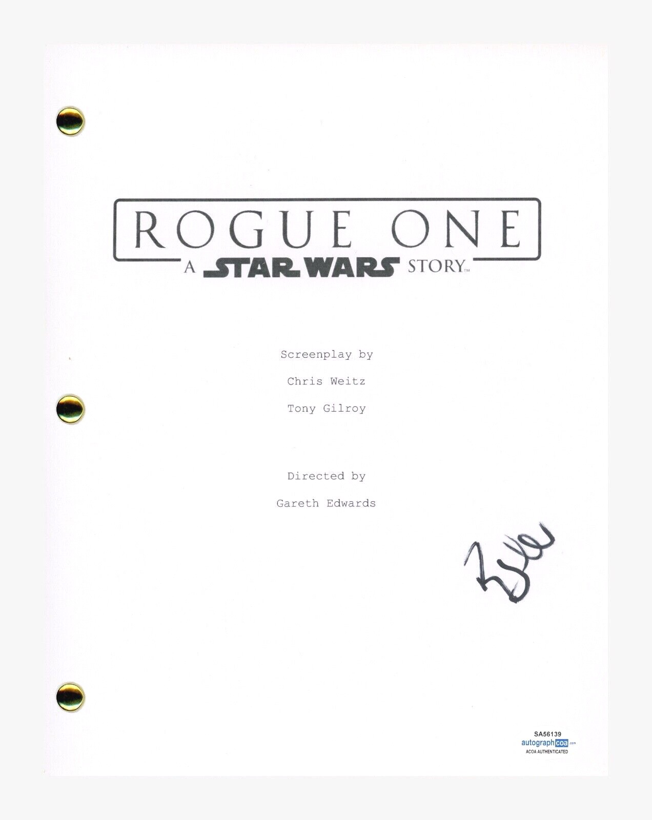 RIZ AHMED SIGNED AUTOGRAPHED ROGUE ONE A STAR WARS STORY MOVIE SCRIPT ACOA COA COLLECTIBLE MEMORABILIA