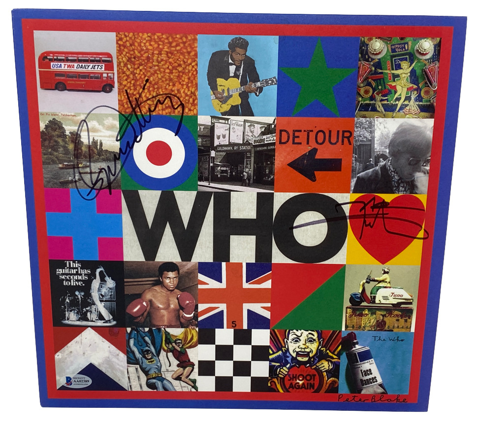 The Who Pete Townshend Roger Daltrey Signed Detour Marble Vinyl LP Beckett COA