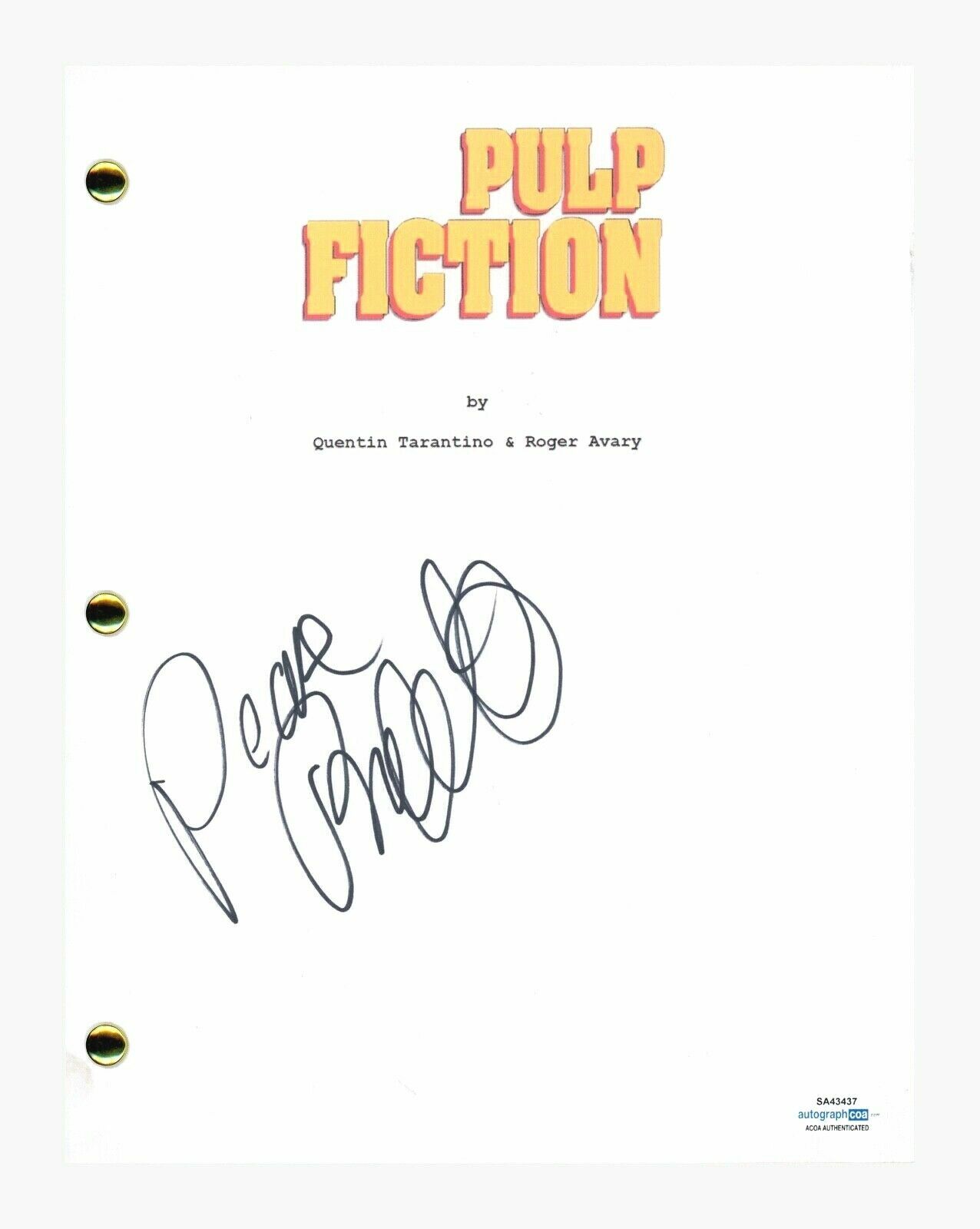 ROSANNA ARQUETTE SIGNED AUTOGRAPH PULP FICTION MOVIE SCRIPT SCREENPLAY ACOA COA COLLECTIBLE MEMORABILIA
