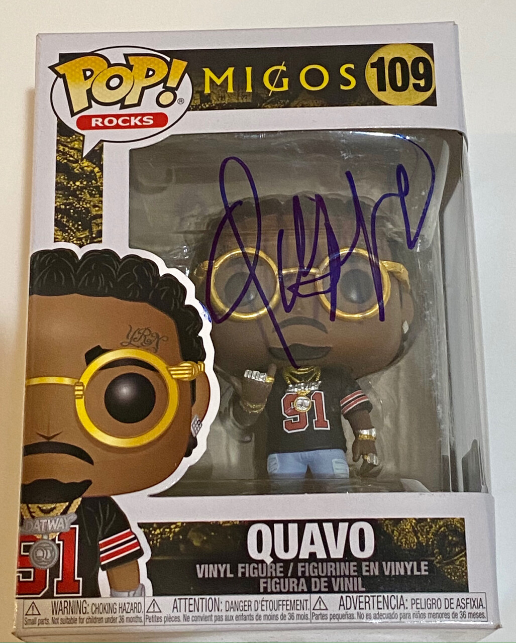 QUAVO HUNCHO SIGNED AUTOGRAPHED FUNKO POP FIGURE #109 MIGOS BAS BECKETT COA COLLECTIBLE MEMORABILIA