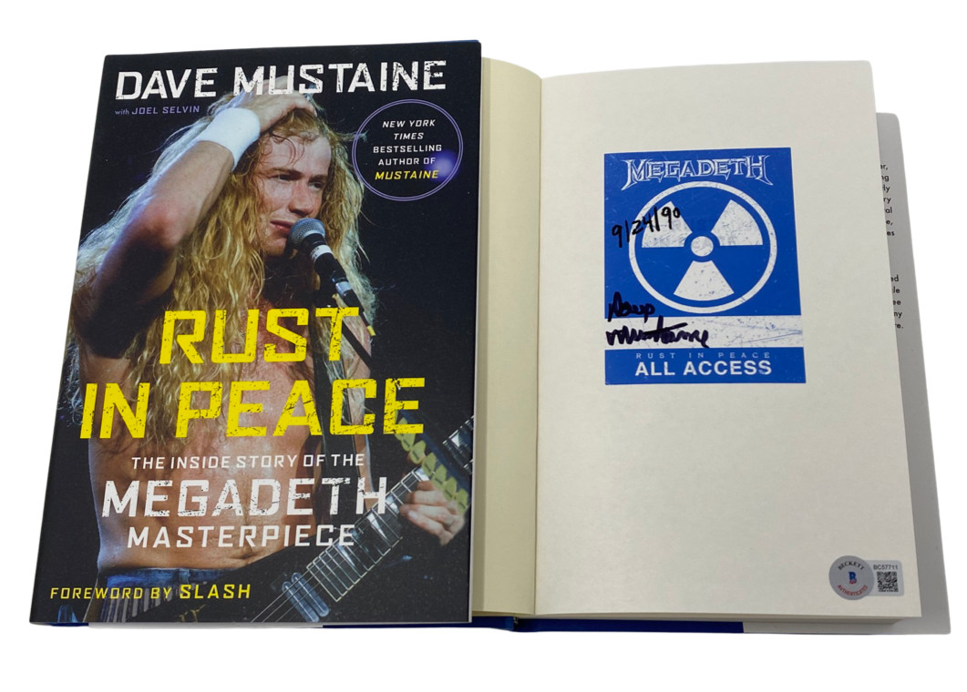 DAVE MUSTAINE SIGNED AUTOGRAPHED RUST IN PEACE 1ST ED BOOK MEGADETH BECKETT COA COLLECTIBLE MEMORABILIA