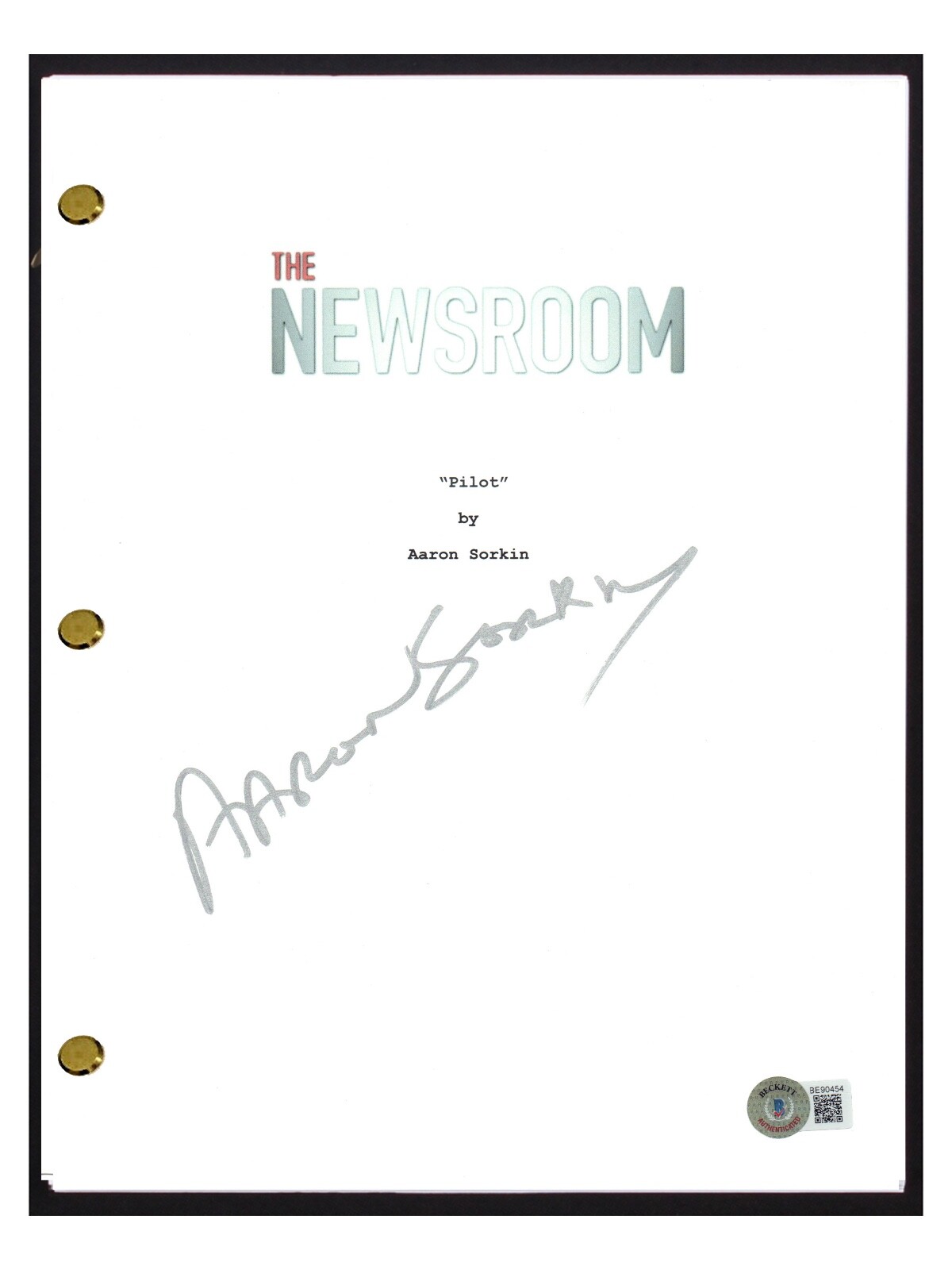 AARON SORKIN SIGNED AUTOGRAPHED THE NEWSROOM PILOT SCRIPT SCREENPLAY BECKETT COA COLLECTIBLE MEMORABILIA