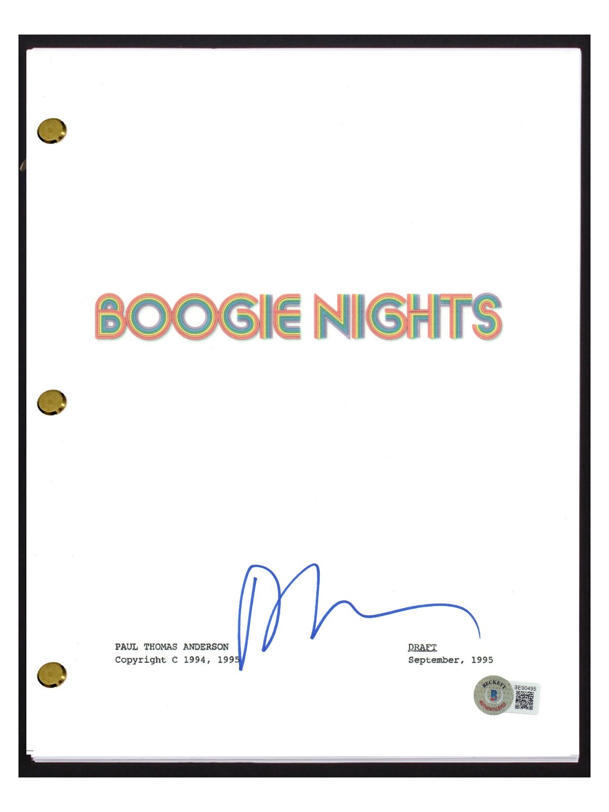 Paul Thomas Anderson Signed Autographed Boogie Nights Movie Script Beckett COA