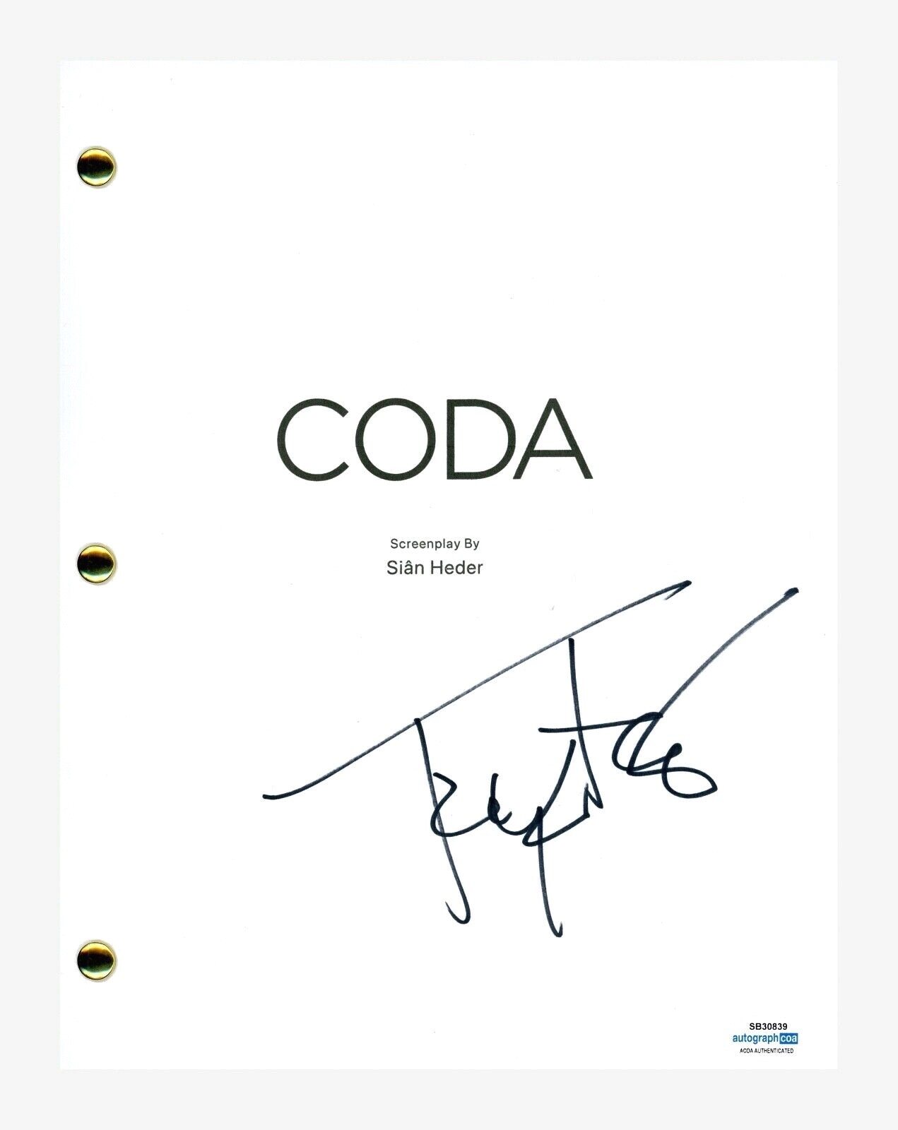 TROY KOTSUR SIGNED AUTOGRAPHED CODA MOVIE SCRIPT FULL SCREENPLAY ACOA COA COLLECTIBLE MEMORABILIA