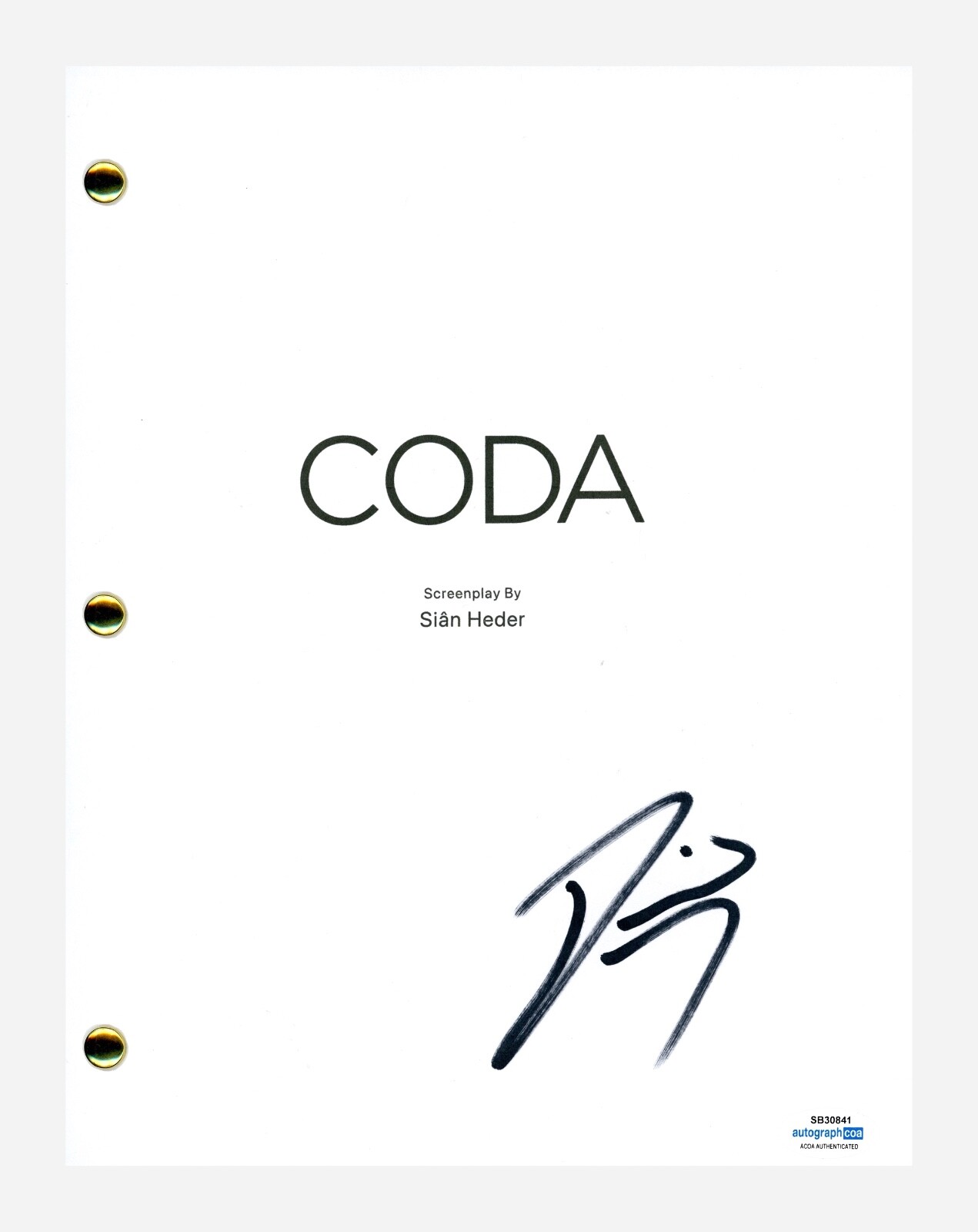 Daniel Durant Signed Autographed CODA Movie Script Full Screenplay ACOA COA
