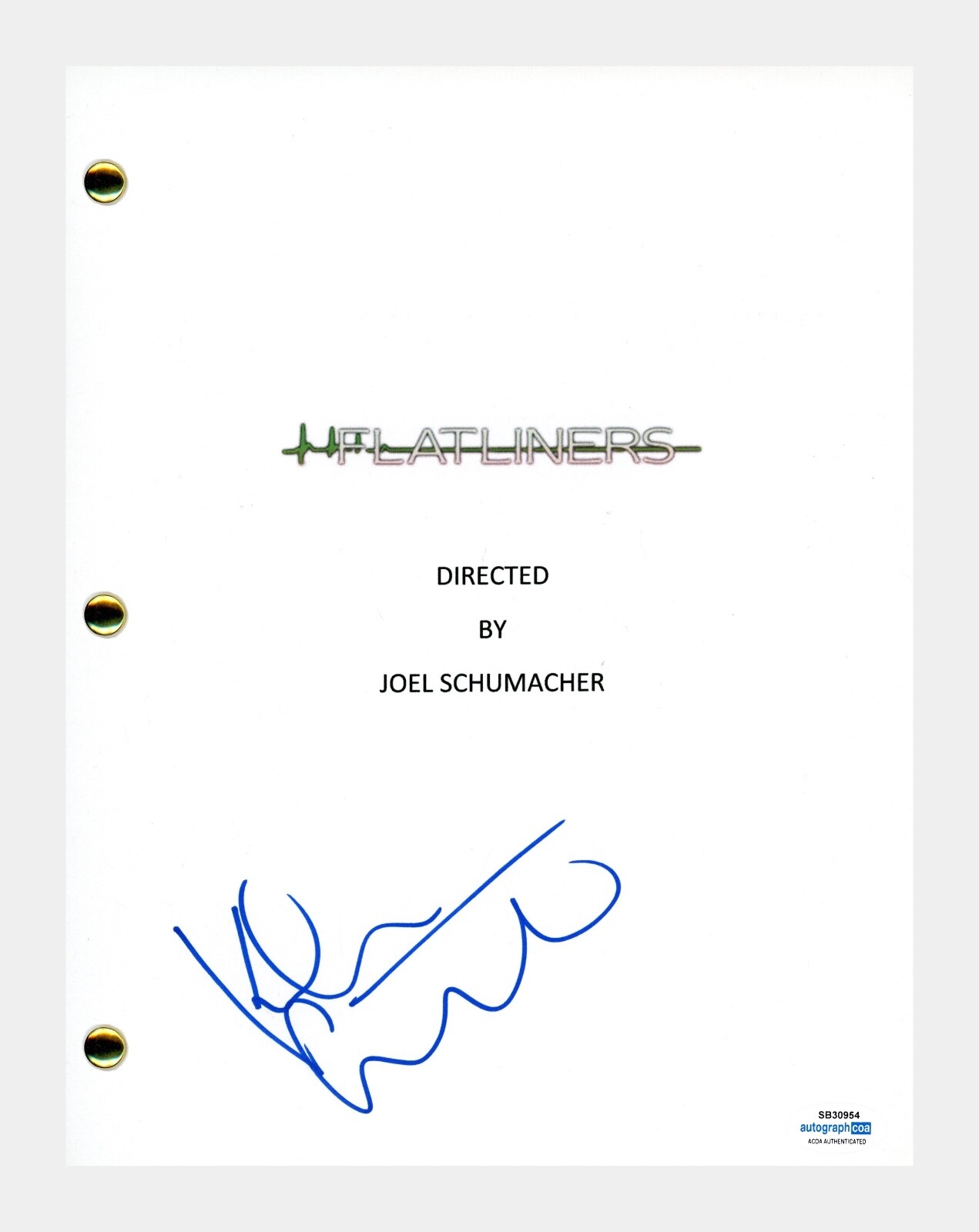 Kiefer Sutherland Signed Autographed Flatliners Movie Script Screenplay ACOA COA