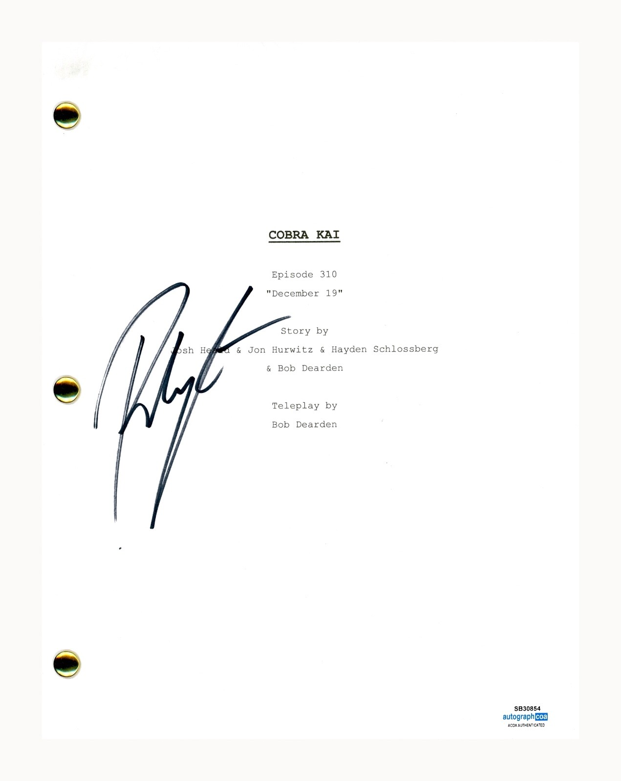 Peyton List Signed Autographed Cobra Kai December 19 Episode 310 Script ACOA COA