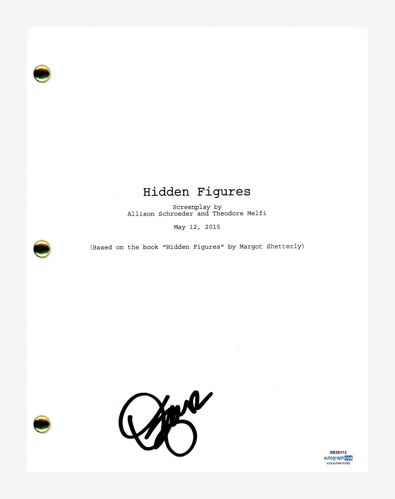 Octavia Spencer Signed Autographed Hidden Figures Movie Script ACOA COA