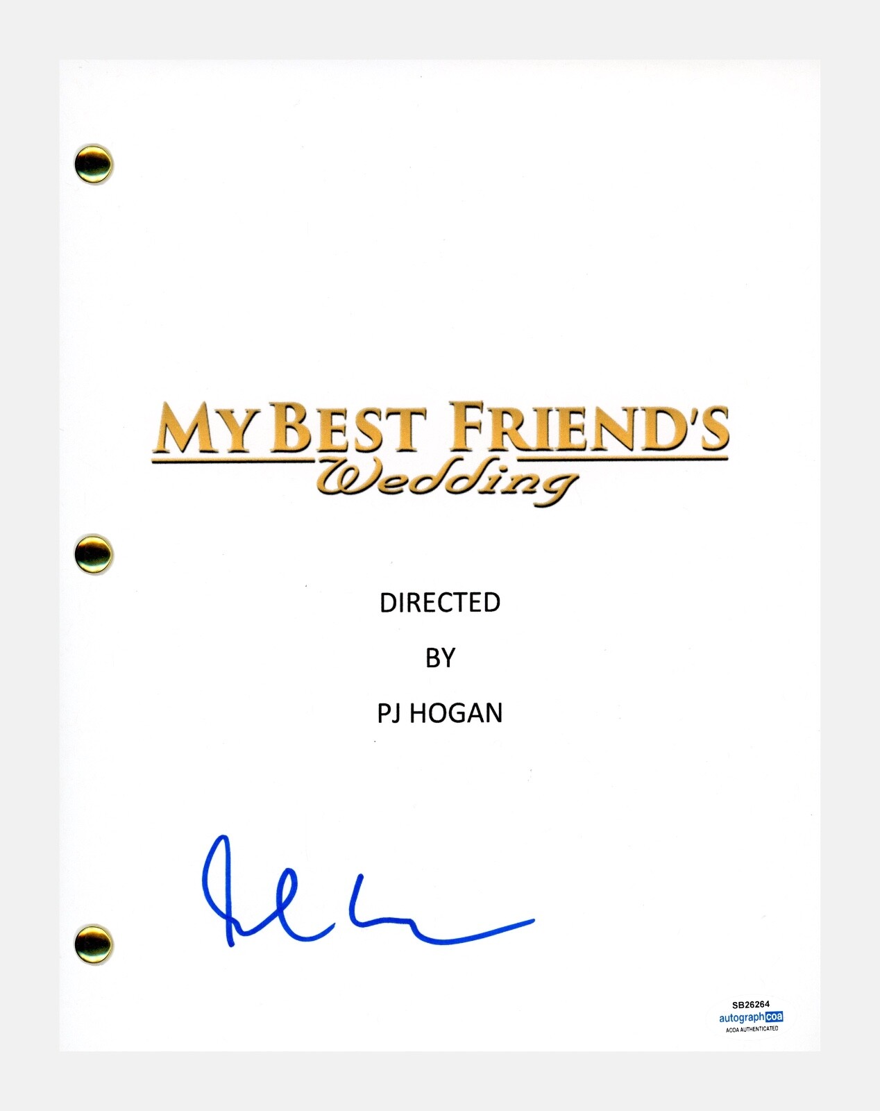 Dermot Mulroney Signed My Best Friend's Wedding Movie Script Screenplay ACOA COA