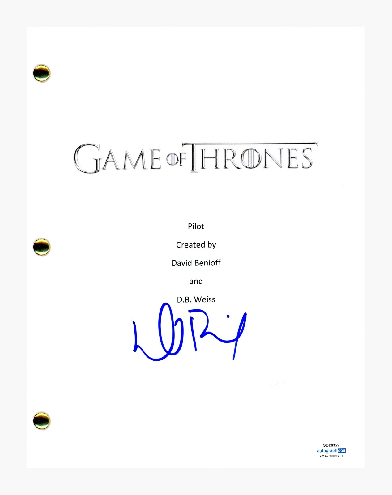 David Benioff Signed Autograph Game of Thrones Pilot Script Screenplay ACOA COA