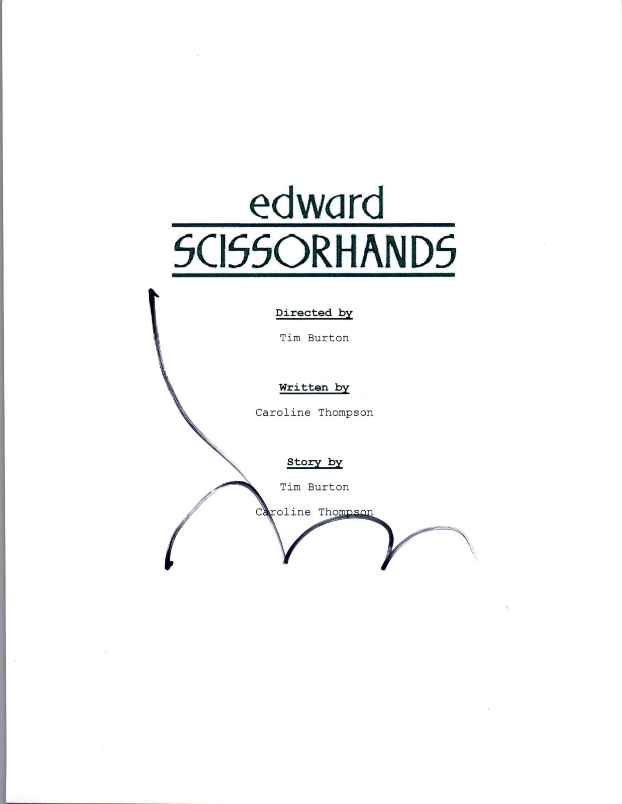 Johnny Depp Signed Autographed EDWARD SCISSORHANDS Movie Script COA VD