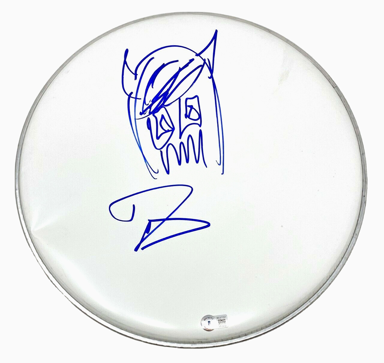 DAVE GROHL SIGNED AUTOGRAPH 14″ DRUMHEAD HAND DRAWN SKETCH NIRVANA BECKETT COA COLLECTIBLE MEMORABILIA