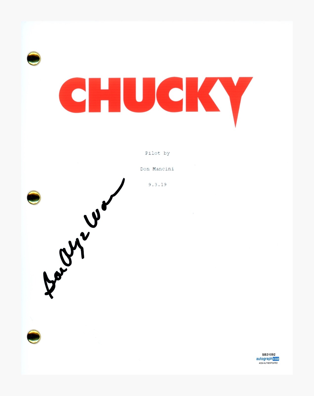 Barbara Alyn Woods Signed Autograph Chucky Pilot Episode Script Horror ACOA COA