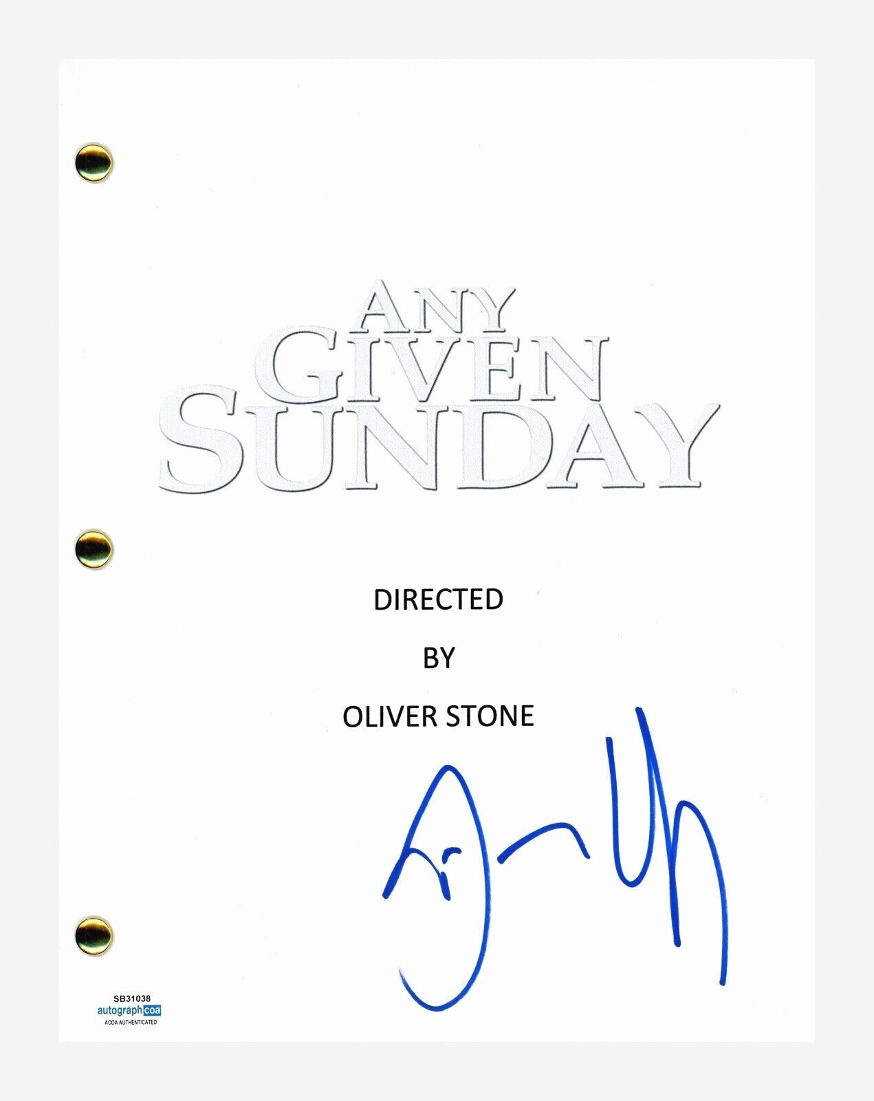 Dennis Quaid Signed Autograph Any Given Sunday Movie Script Screenplay ACOA COA